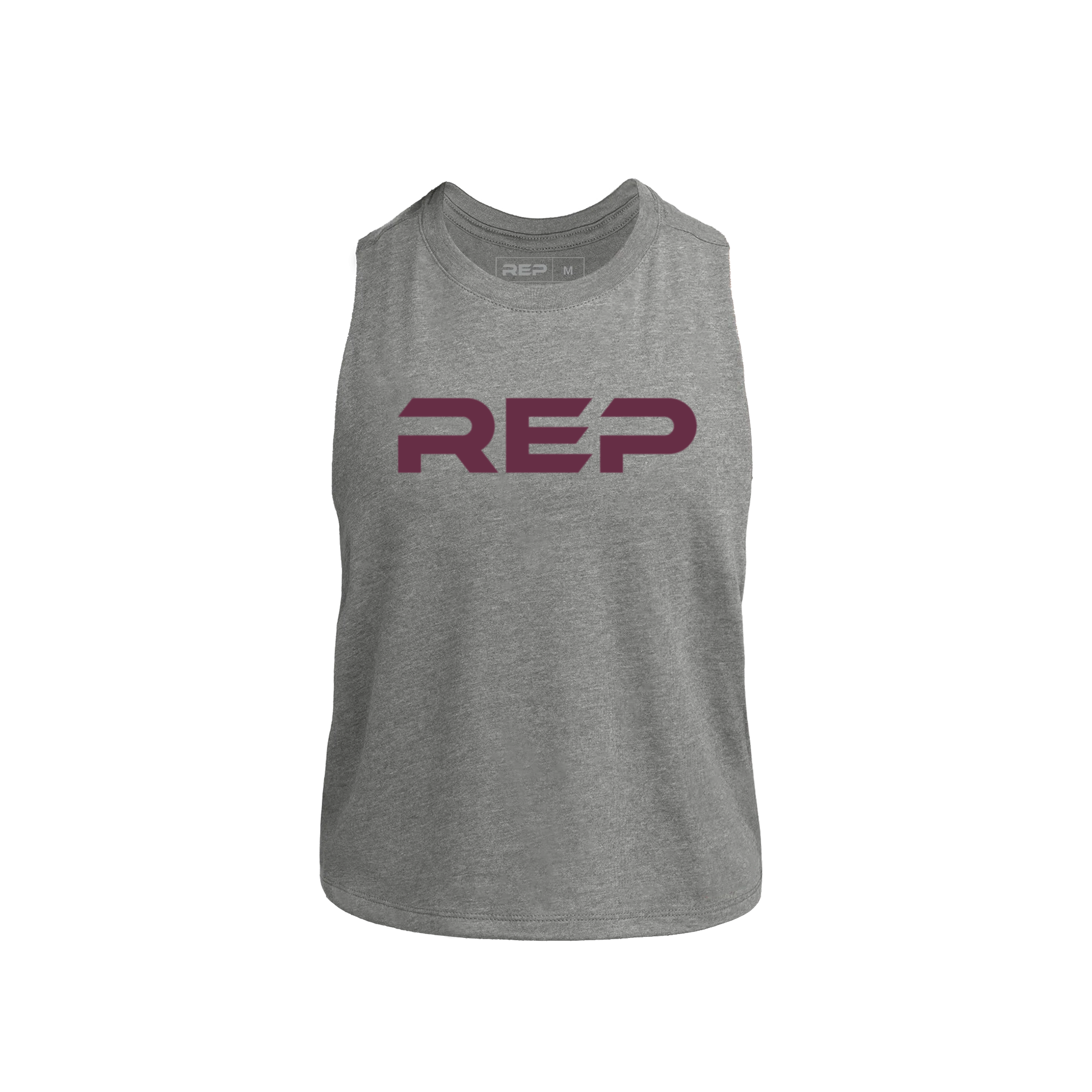 Women's Daily Driver Cropped Dual-Blend Tank - Heather Gray/Wine / X-Small